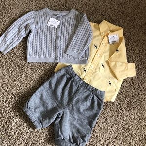 Janie and jack baby shirt, sweater, and short